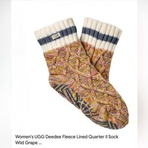 UGG - DEEDEE FLEECE LINED QUARTER II - Melange Yarn Socks - One Size - Chestnut